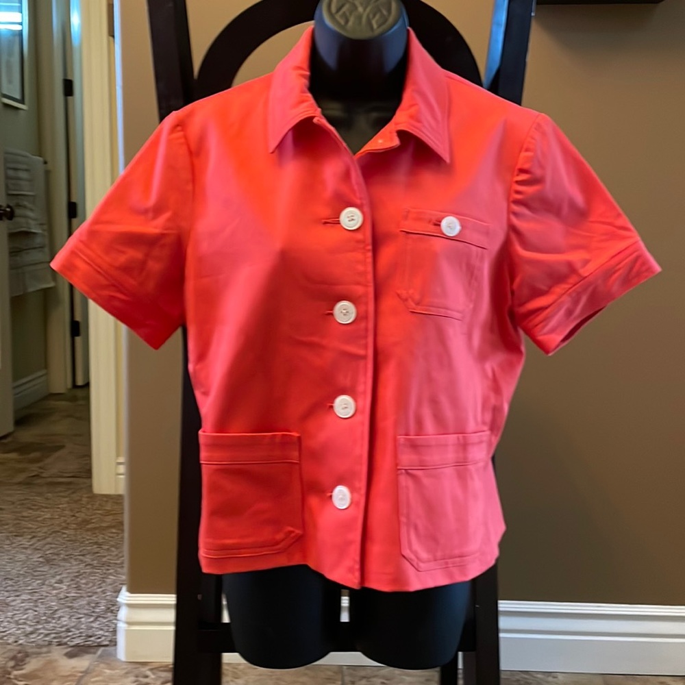 Coral color chaps short sleeve jacket